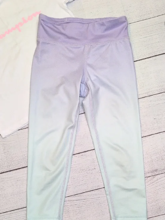 Champion Kids White T-Shirt & Gap Fit Lavender Ombre Capri Leggings Set - S / 8 - Picture 4 of 9